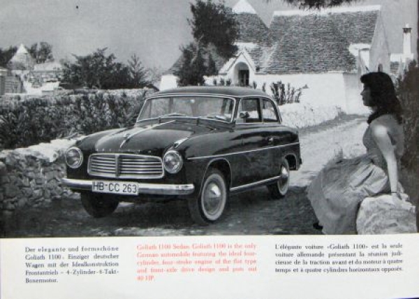 Goliath 1100 Modelprogram 1956 "Ideale Konstruktion" Carbrochure (6938)